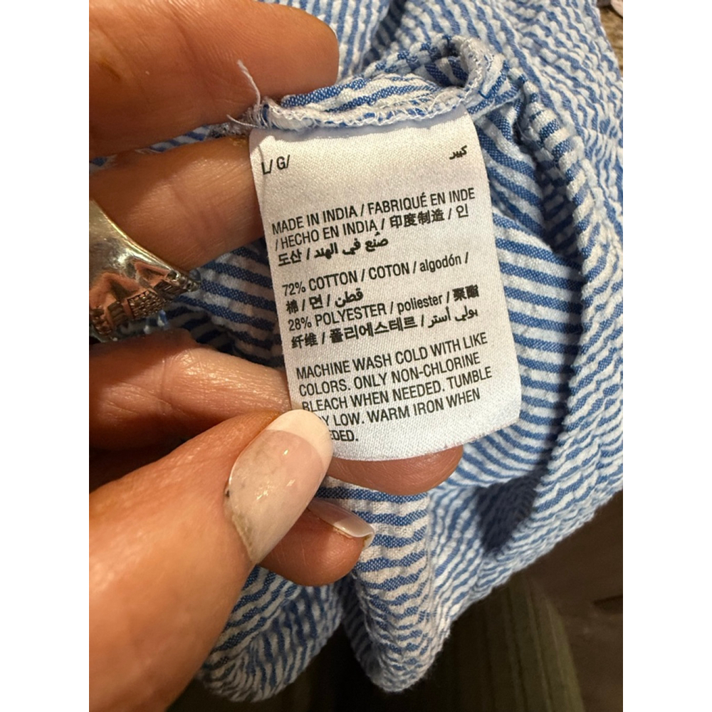 Women's Karen Scott Blue White Striped Shirtdress L - Picture 6 of 9